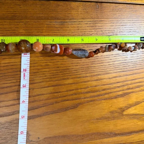 Snakeskin and Carnelian Agate Beaded Necklace - Picture 6 of 6